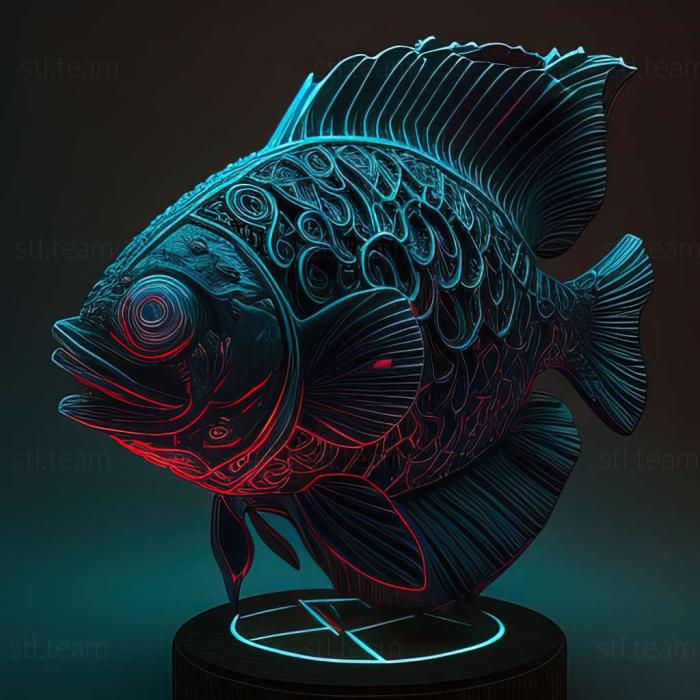 Animals Black neon fish